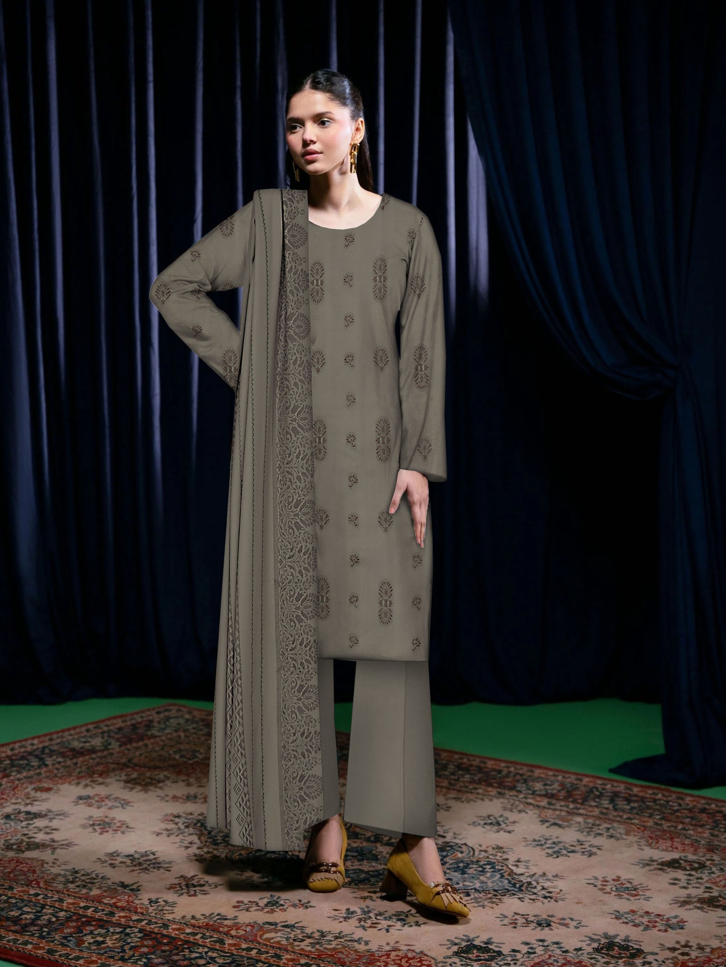 Dyed | Dhanak Jacquard - Olive Taupe