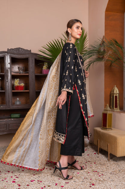 Black Mocha | Lawn - Embroidered