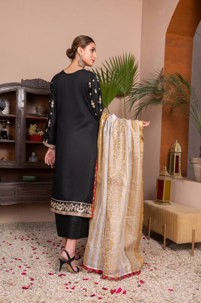 Black Mocha | Lawn - Embroidered