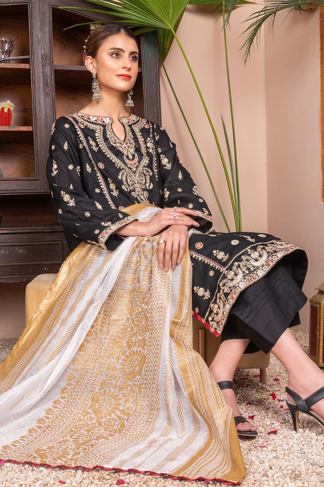 Black Mocha | Lawn - Embroidered