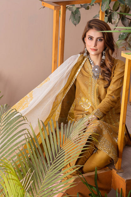 Embroidered | Lawn - Mustard