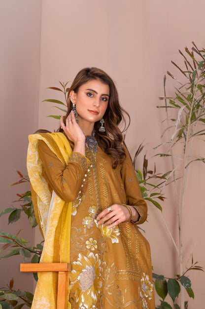 Embroidered | Lawn - Mustard