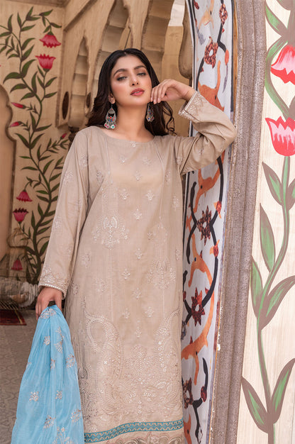 Embroidered | Lawn - Zarmina Beige