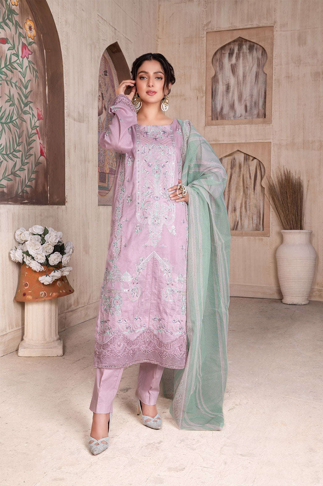 Embroidered | Lawn - Lavender Noor